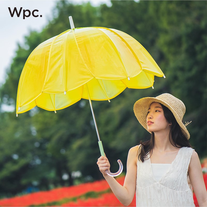 wpc透明雨伞高颜值伞拒水加大加厚加固长柄伞蕾丝郁金香花瓣伞女