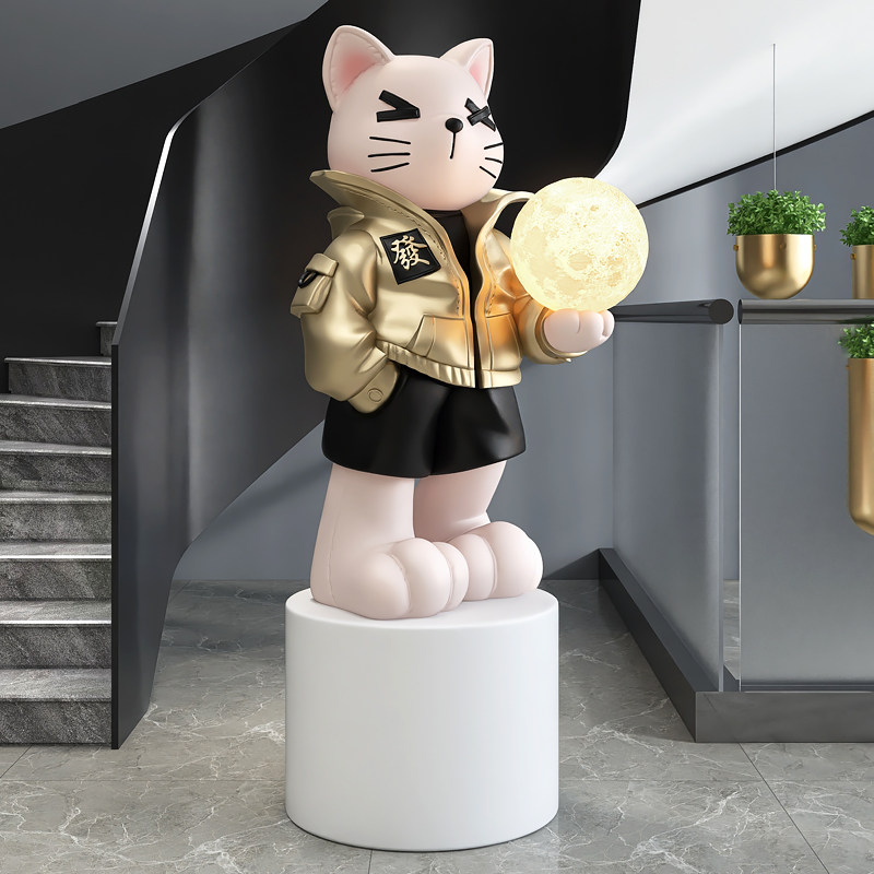 创意猫大型落地摆件客厅电视柜旁家居饰品样板间装饰乔迁新居礼品