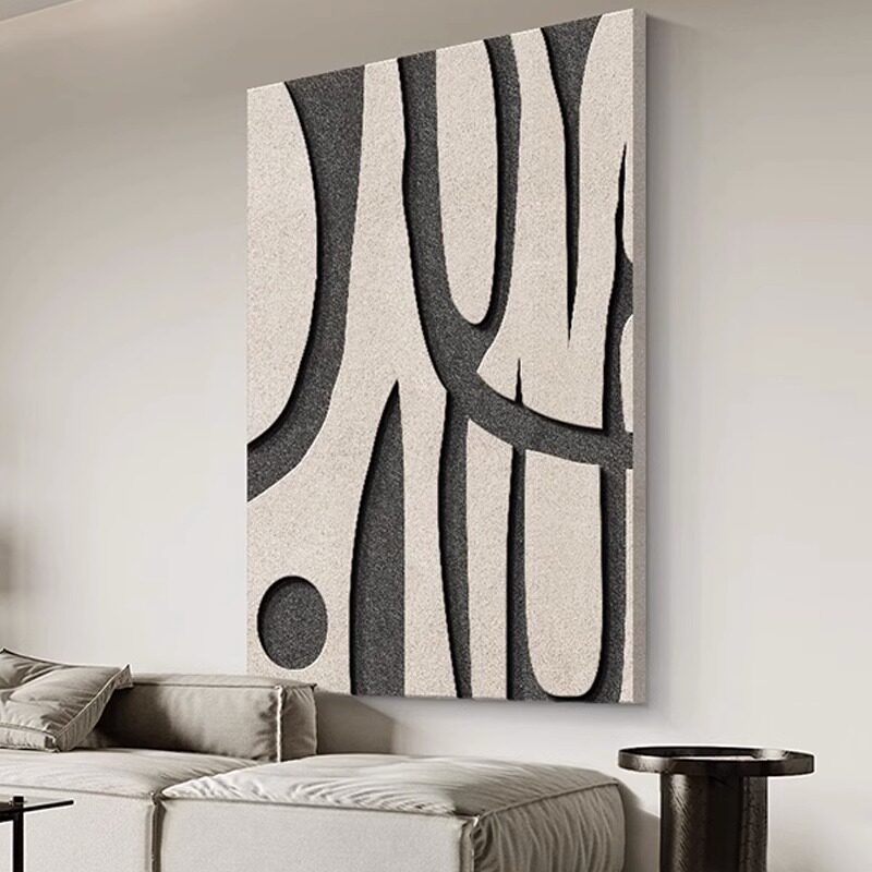 客厅装饰画落地侘寂风砂岩立体雕刻壁画玄关走廊尽头挂画无框画