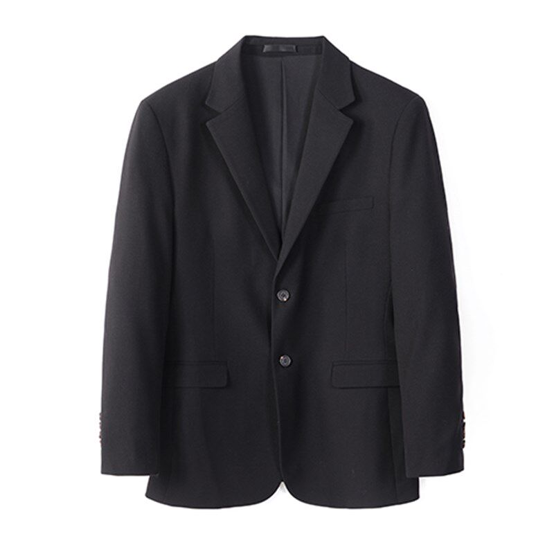 新品 高级肌理条纹设计 男士休闲两粒单排扣西装上衣黑色西服套装