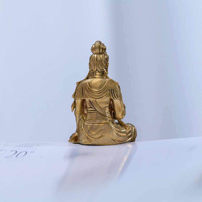 简修行大自在观音菩萨摆件迷你随身佛纯铜小佛像书房茶空间装饰品