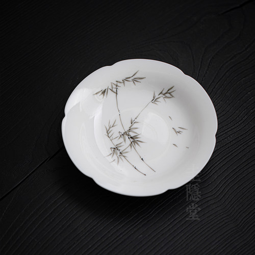 圭隐堂纯手绘墨竹陶瓷壶承家用复古茶壶托盘茶托隔热杯托茶道零配