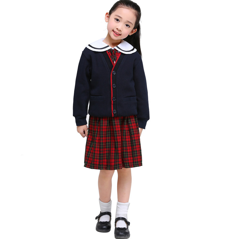 深圳小学生统一礼服校服男女秋冬装毛衣裙衬衣衬衫马甲领结套装单