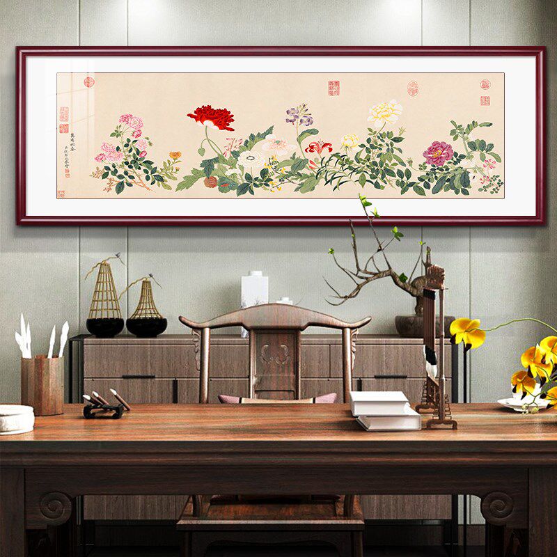 网红名画万有同春图中式客厅装饰画花鸟卧室床头酒店大厅文艺壁画