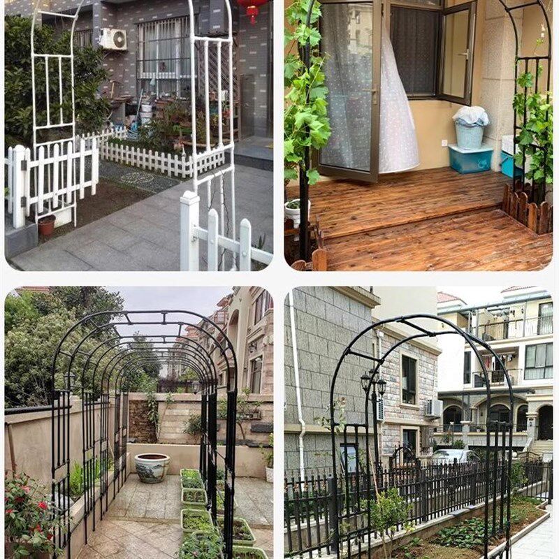 拱门花架爬藤架庭院户外铁线莲月季葡萄架子蔬菜花园拱形固定支架
