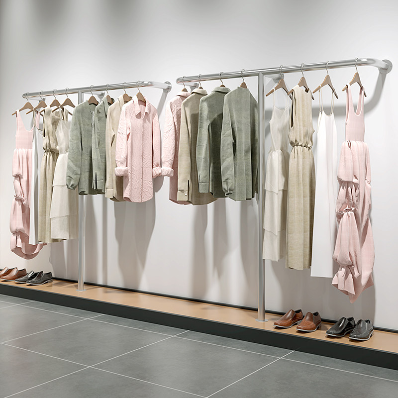 服装展示架不锈钢上墙架婚纱陈列架挂衣服女装店货架专用架落地式