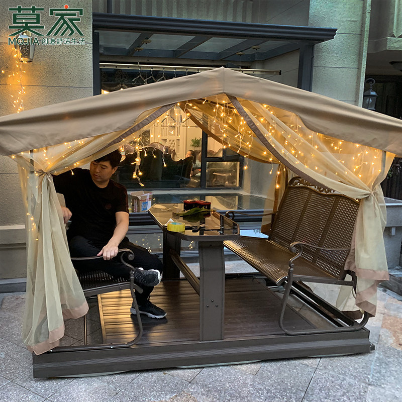 莫家户外秋千吊椅动力四人摇椅室外铁艺秋千椅庭院阳台秋千摇椅