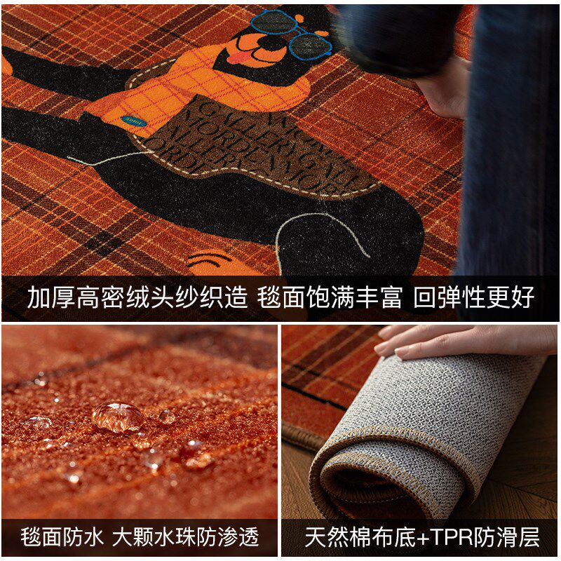 克利弗新年红色圆形地毯卧室客厅轻奢高级感免洗可擦地垫椅子垫子