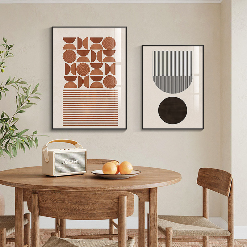 客厅沙发背景墙挂画简约抽象暖色块原木风奶油风装饰画日式侘寂风