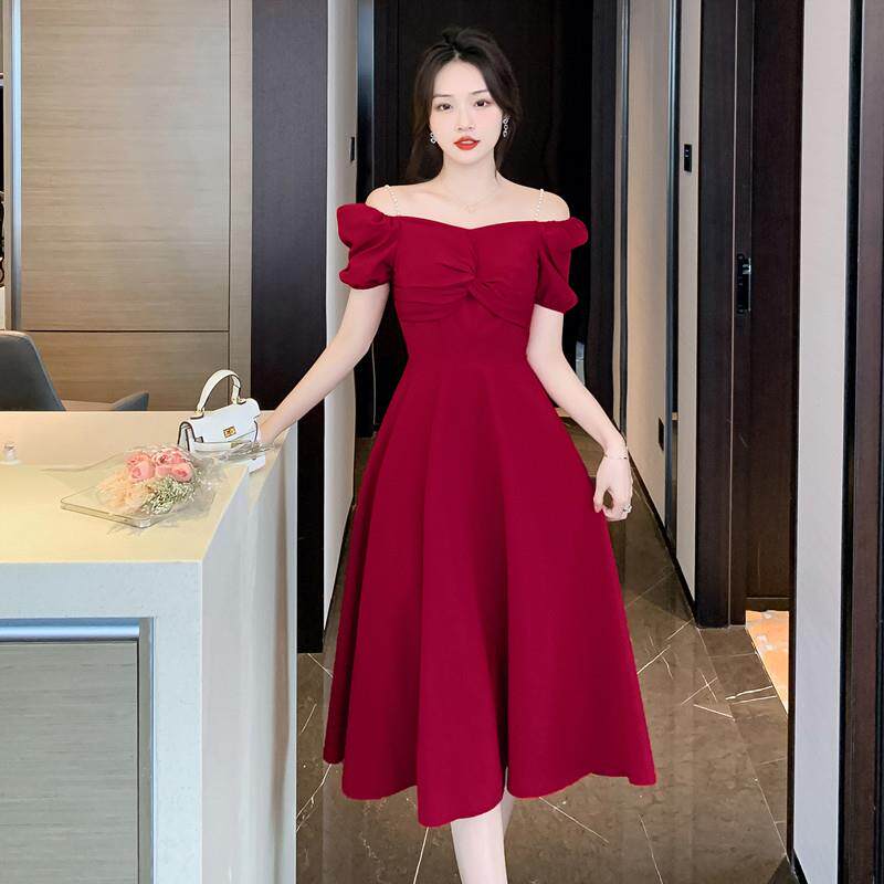 白色小晚礼服平时可穿夏季领证登记小白裙敬酒服女新娘订婚连衣裙
