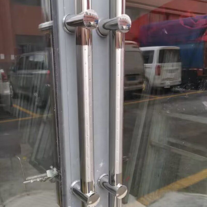 不锈钢钢化玻璃门拉手把手对装推拉办公室大门加厚大扶手孔距可调