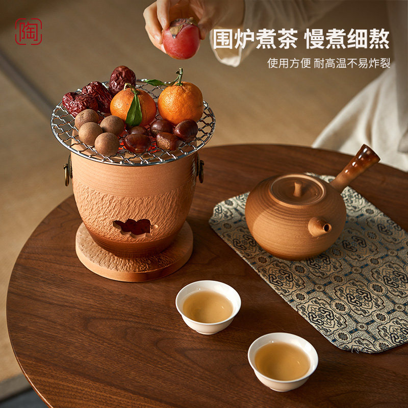 围炉煮茶家用室内烤火炉套装器具全套烤奶茶罐罐壶玻璃壶炉子新款