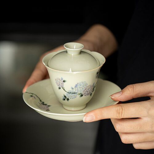 清欢丨草木灰纯手工陶瓷壶承干泡盘家用盖碗茶壶托盘功夫茶点盘