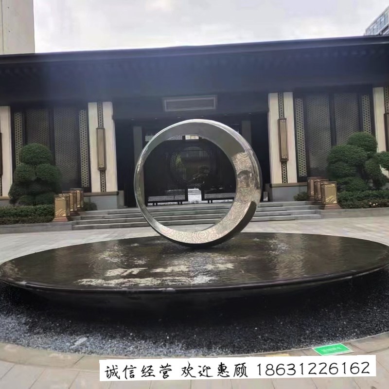 不锈钢月亮圆环雕塑金属创意镂空发光月亮造型户外广场景观小品