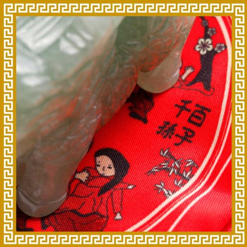 麦玲玲吉庆堂麒麟送子一对百子千孙图东陵玉卧室客厅添丁生子摆件