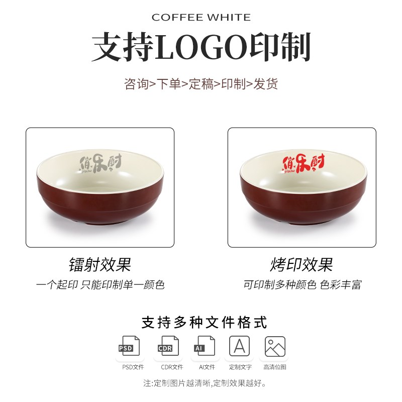10个装小碗商用密胺快餐汤碗米饭碗粥碗仿瓷餐具餐厅耐高温塑料碗