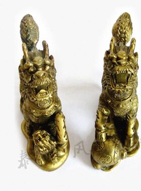 铜麒麟桌面摆件家居装饰工艺品乔迁开业办公室玄关客厅卧室店铺礼