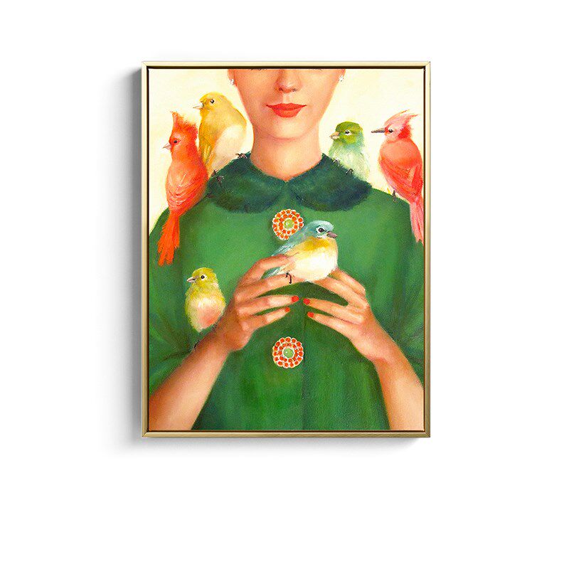 橘子树下少女盐系插画装饰画客餐厅墙壁画卧室服装店样板房挂画
