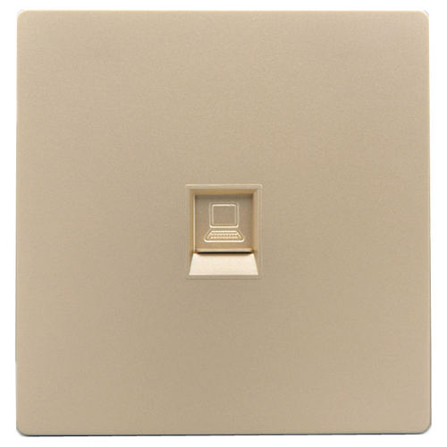 香槟色单口超六类屏蔽网线插座含千兆电脑模块一位网络口墙插面板