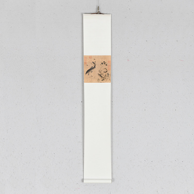 新中式客厅画 宋代禅意马麟长松山水图 茶室留白卷轴画玄关挂画