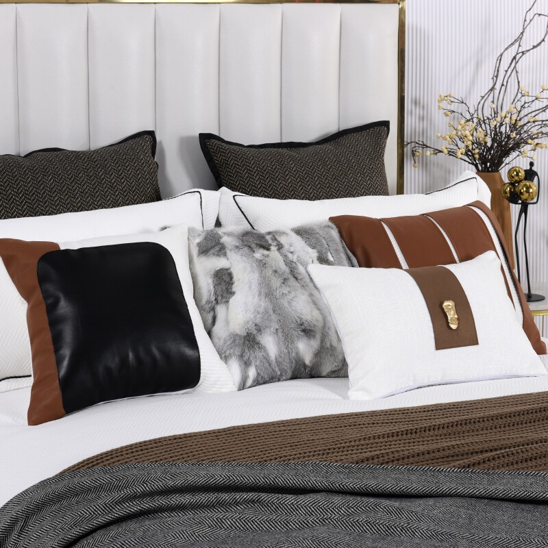 展厅样板间 家具配套床品 轻奢意式侘寂风 高端软装床品多件套 咖