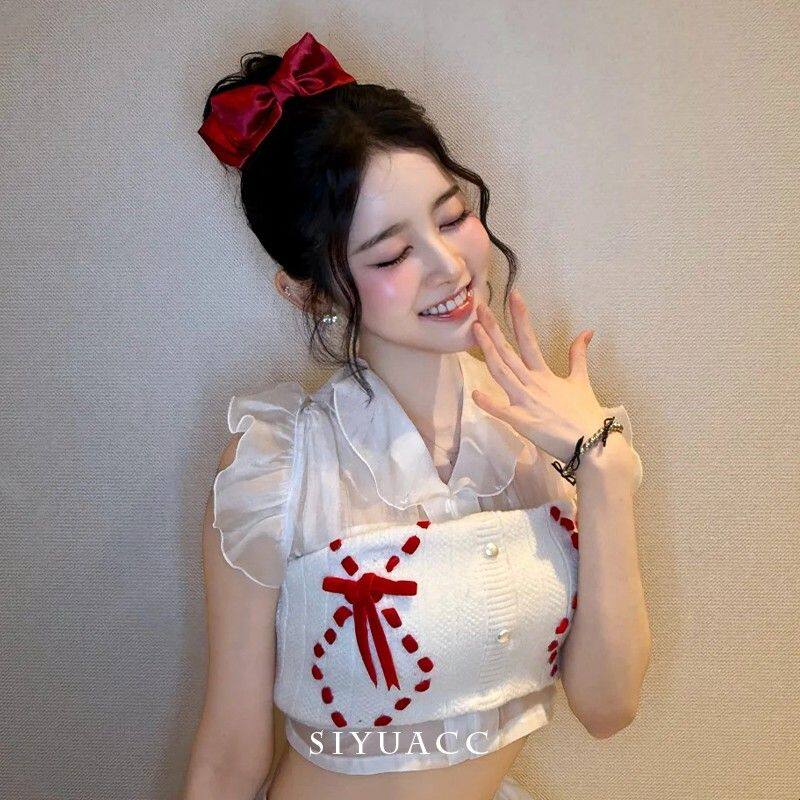朴莳恩同款红色蝴蝶结发夹女韩系甜美发卡弹簧夹顶夹气质头饰发饰