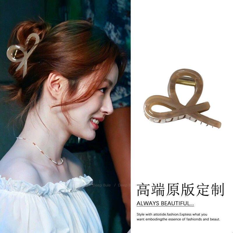 徐若晗同款蝴蝶结抓夹女法式高级感中号发量少头发夏天发夹鲨鱼夹