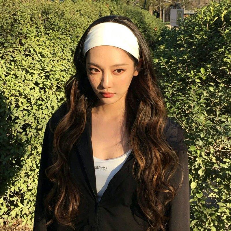 宁艺卓同款白色宽版发带女高级感时尚简约运动健身吸汗头巾发饰