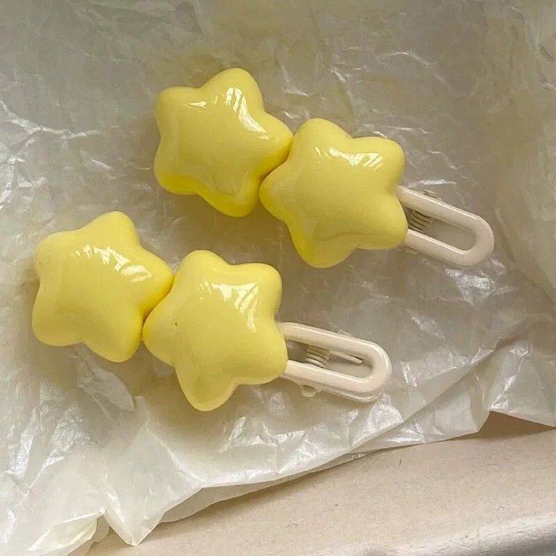 奶黄星星发夹多巴胺发饰女奶呼呼可爱少女侧边发卡刘海专用小夹子
