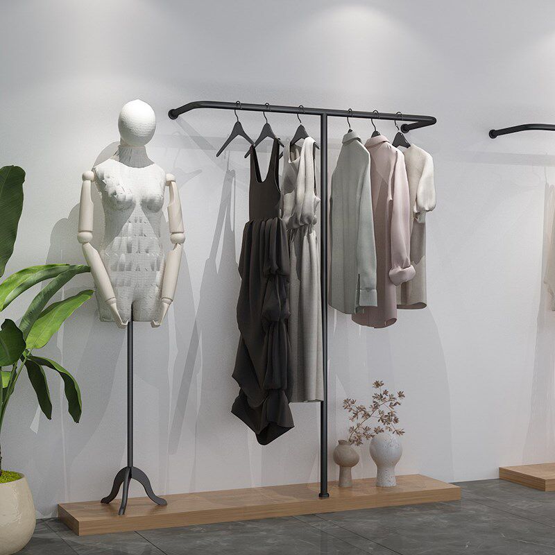 服装店展示架男女装铁艺货架简约不锈钢陈列架店铺侧挂上墙展览架