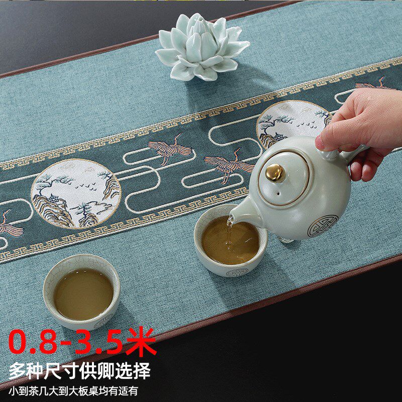 新中式防水桌旗禅意茶几布茶席长条桌布高端古典中国风茶巾床尾巾