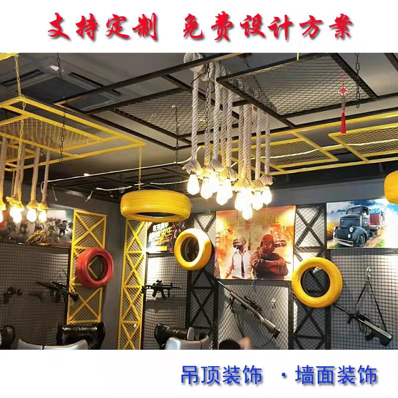 铁艺吊顶网格网片镂空金属网天花铁网成品装饰网钢网工业风方格网