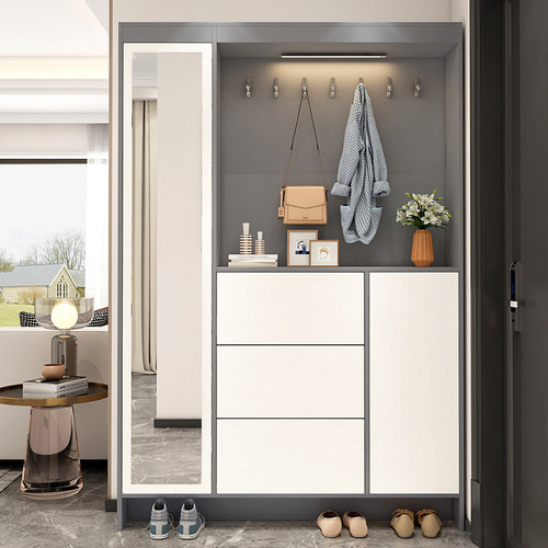 轻奢超薄鞋柜17cm翻斗窄挂衣帽隔断柜架家用客厅间厅柜入户玄关柜