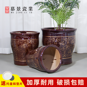 新款中式古典福字大口径陶瓷花盆落地花卉绿植种树盆客厅室内外