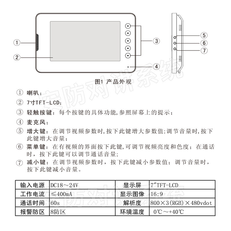 冠林AH3-E81BAC触摸按键高端室内机可视对讲门铃买就送配件