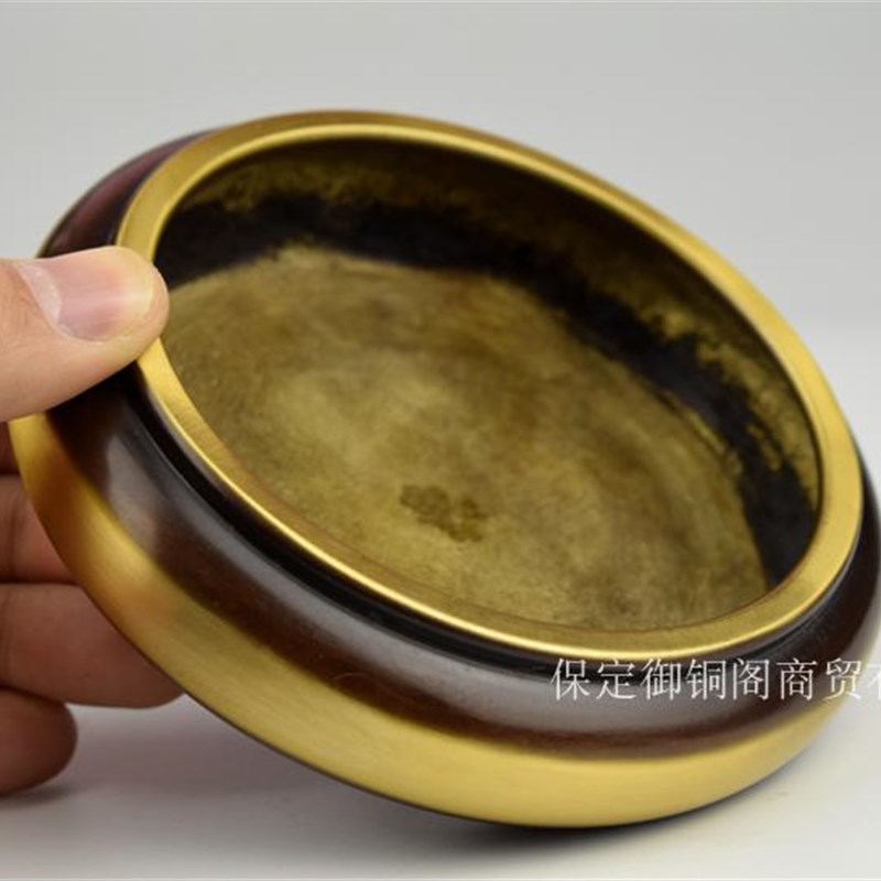 纯铜笔洗小号笔洗黄铜铸造大号铜笔洗书房文具摆件黄铜工艺品包邮