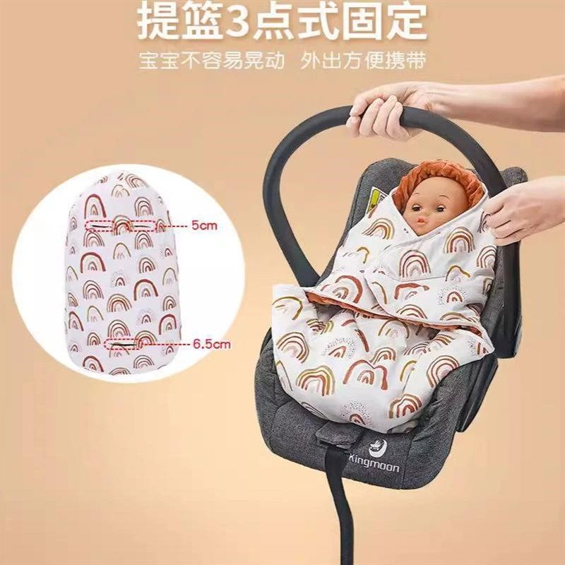 新生婴儿加厚提篮襁褓包被秋冬夹棉襁褓巾婴儿车睡袋带帽外出抱被