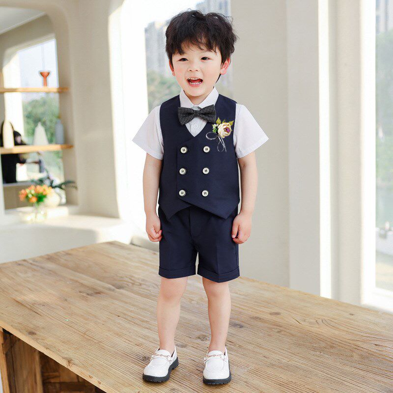 儿童西装套装男童夏季花童婚礼服宝宝周岁生日小童西服钢琴演出服