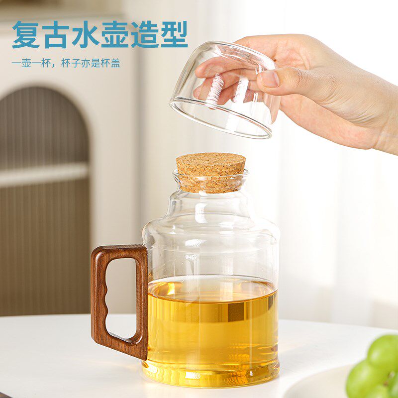 耐热玻璃暖壶泡茶杯家用办公大容量喝水杯高颜值定制带盖马克杯子