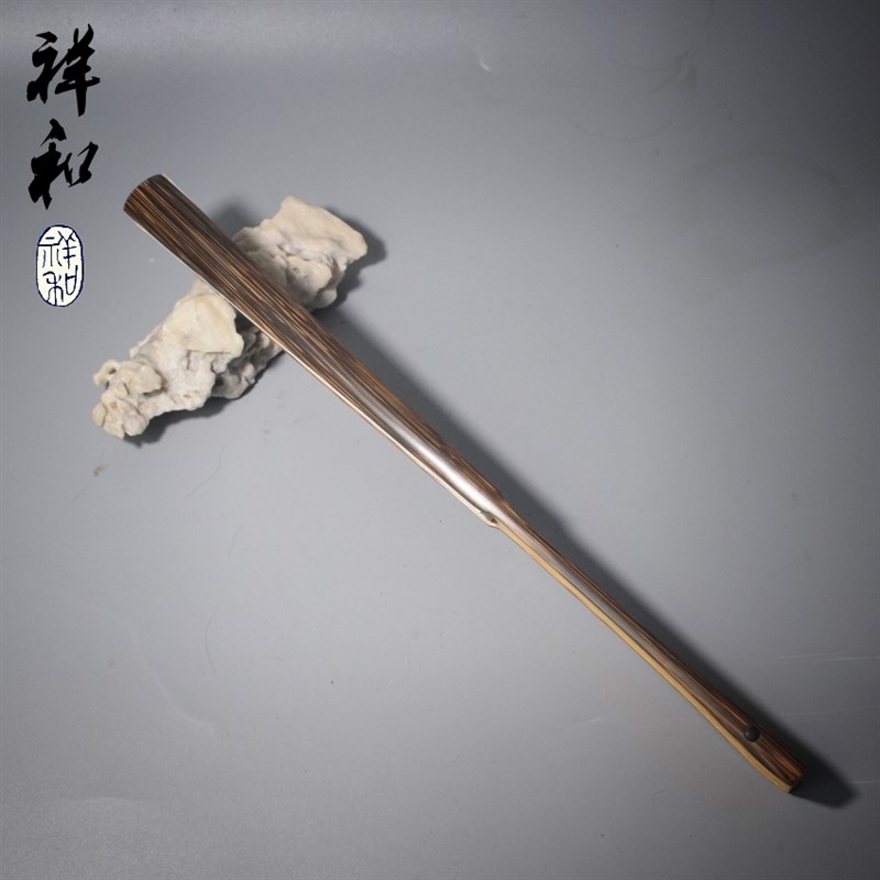 祥和扇坊95寸老料纯手工半棕竹古方头文玩折扇金丝桃苏工宣纸折扇