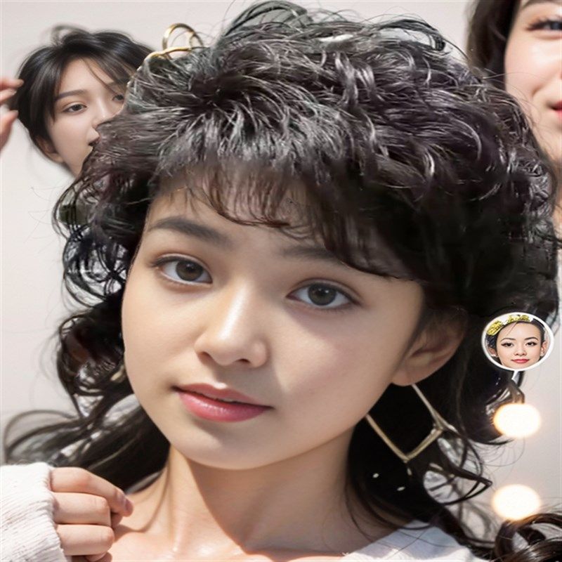 小函假发女长发大波浪中长卷发真人发丝中老年妈妈发型自然全头套