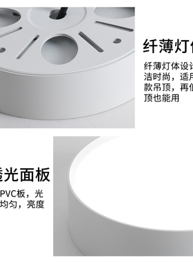 led明装筒灯超薄圆形客厅免开孔天花灯走廊玄关过道阳台小吸顶灯