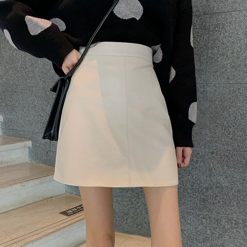 欧韩小皮裙半身裙大码遮肚a型短裙女秋季胖mm显瘦学生包臂一步裙