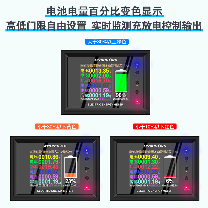 炬为直流电压电流表电动车电量容量检测仪锂电池内阻测试仪库仑计图片