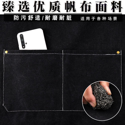 帆布围裙家用厨房定制LOGO印字工作服女2023新款耐磨防污做饭围腰