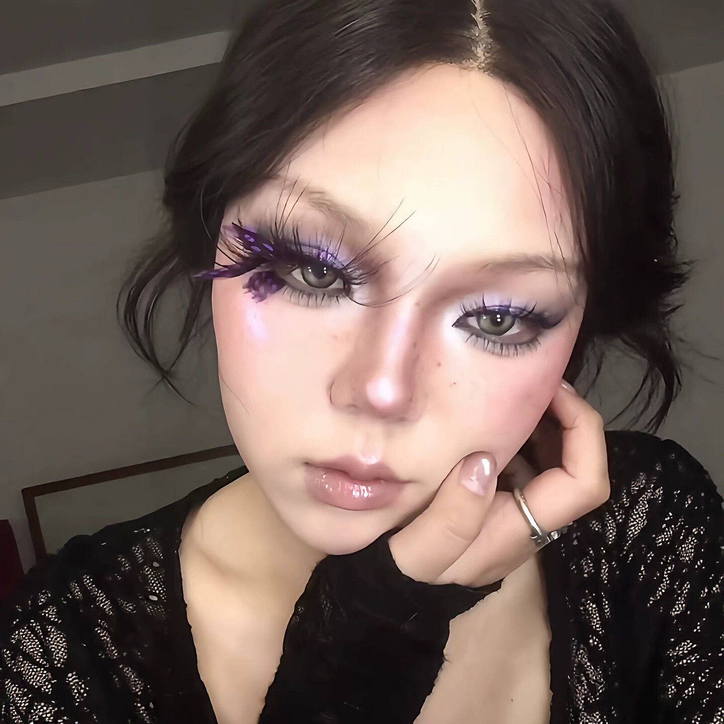 【紫色更有韵味】蝴蝶假睫毛波点羽毛春日夸张个性眼妆氛围感出片