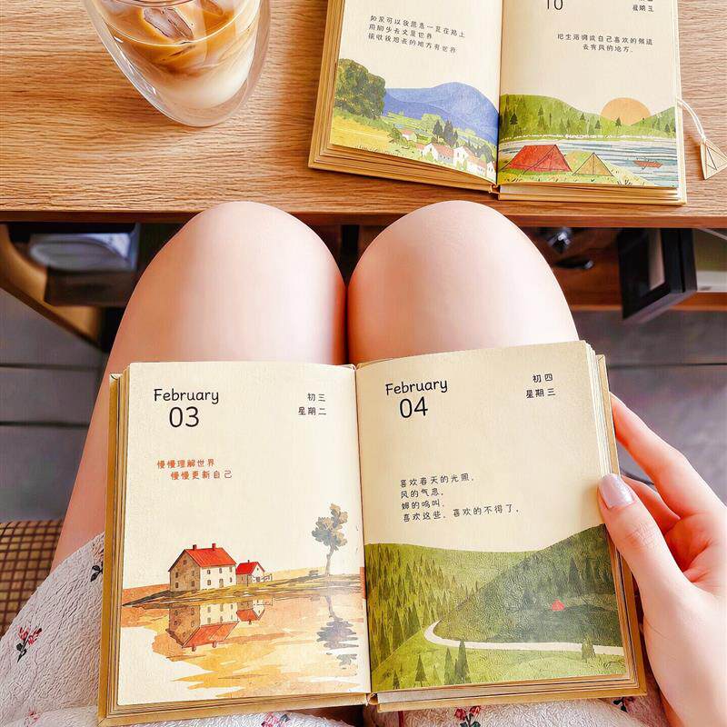 2027年新款日历复古尼泊尔手账本旅行打卡盖章diy月历记事本摆件