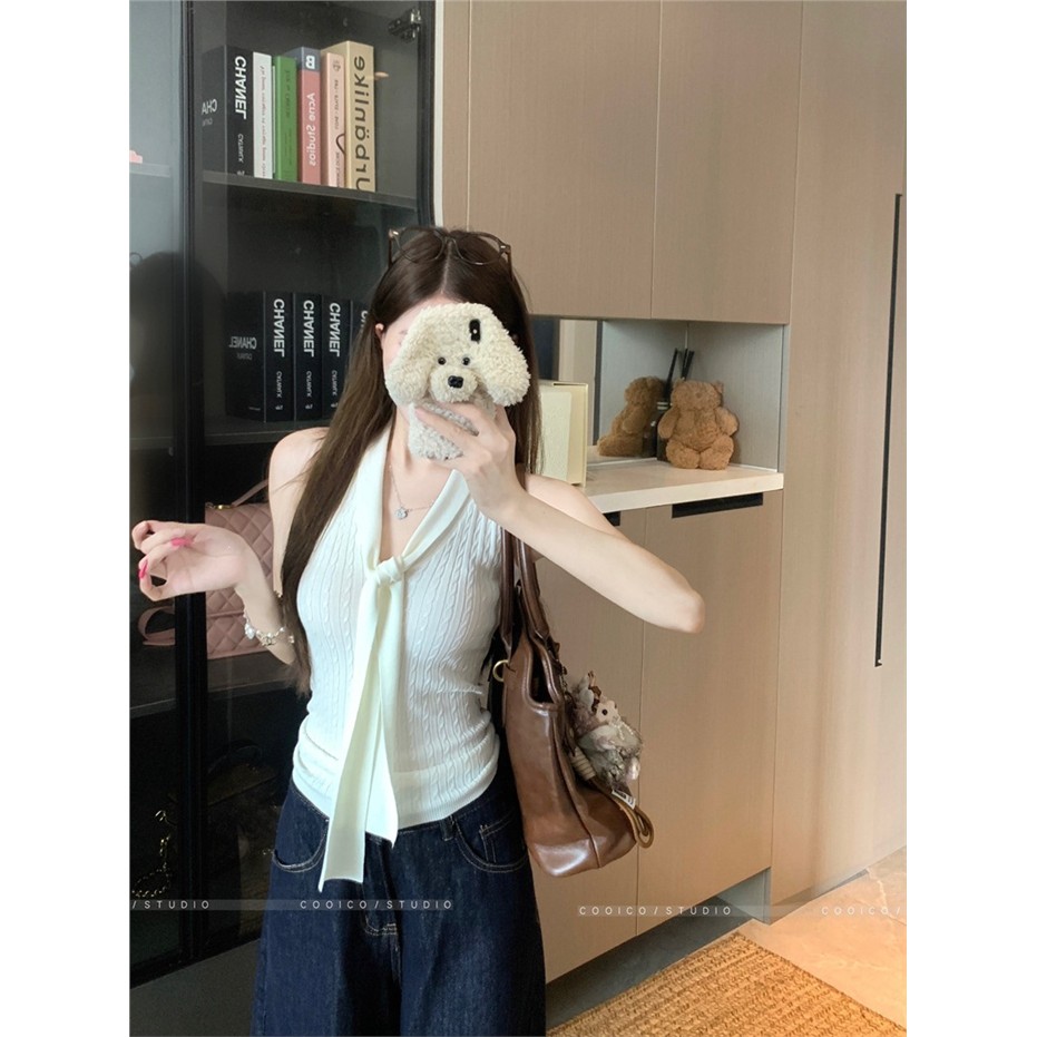 法式气质系带修身显瘦针