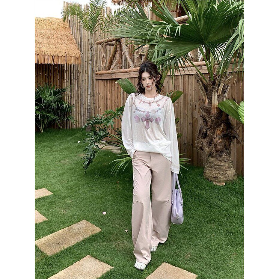 甜美少女风印花长袖防晒