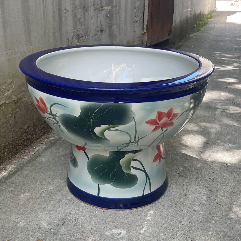 大口径陶瓷鱼缸大型乌龟缸荷花睡莲盆缸公司庭院摆件直径1米1.2米